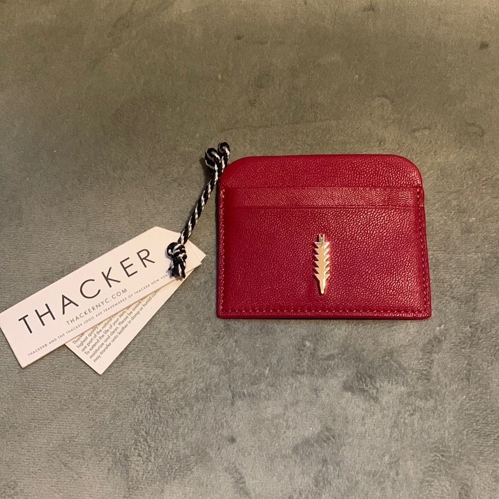 Thacker red leather card holder